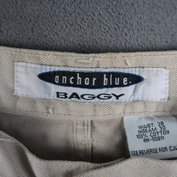 Vintage 90s Anchor Blue Mens Size 38x30 Baggy Jeans Denim Beige Skate Grunge - Picture 9 of 16